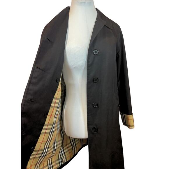 Burberry Trench Coat Black House Check Classic Plaid Winter Lining Jacket US 2 - Picture 10 of 16